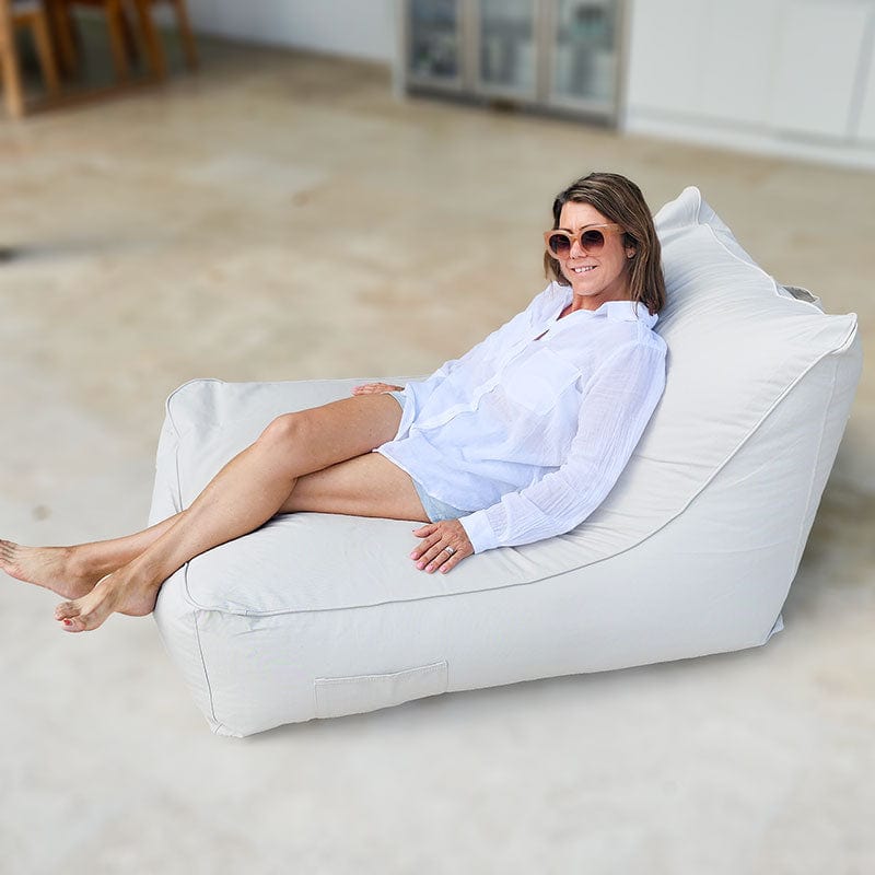 Natural Lachlan Bean Bag Chair – low-profile outdoor lounger for decks, patios, and poolside spaces