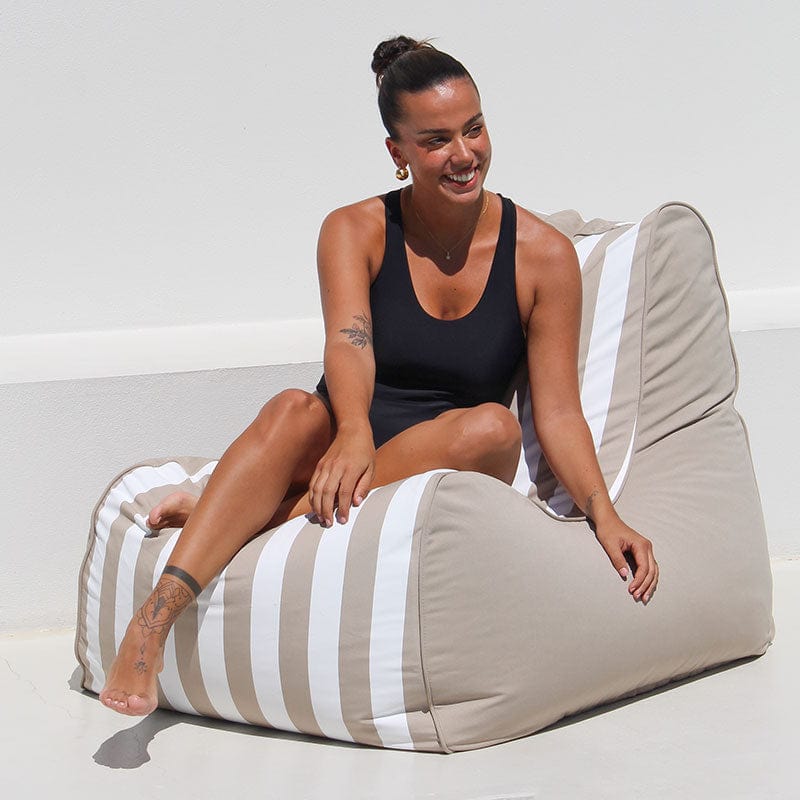 Bora Bora Bean Bag Chair (taupe & white stripe) by Mooi Living