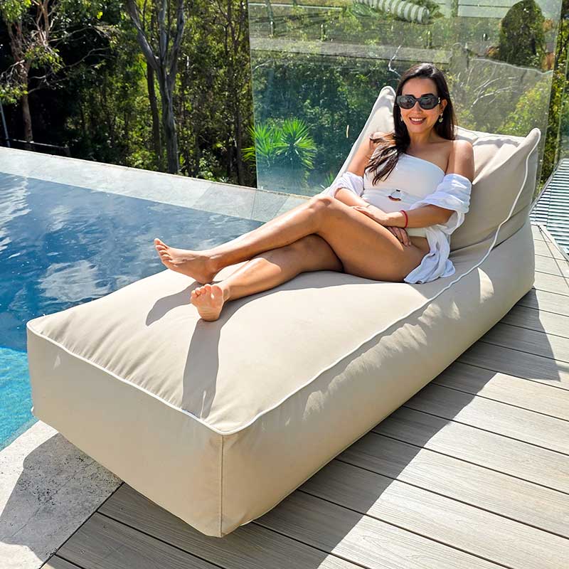 Talia Pool Float – Chic Bean Bag Lounger for Poolside Comfort - Taupe