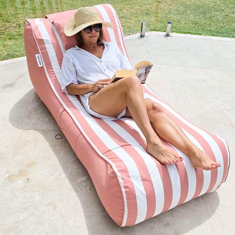 Outdoor Olefin Cojelo Bean Bag Lounger with Washable Cover - Blush