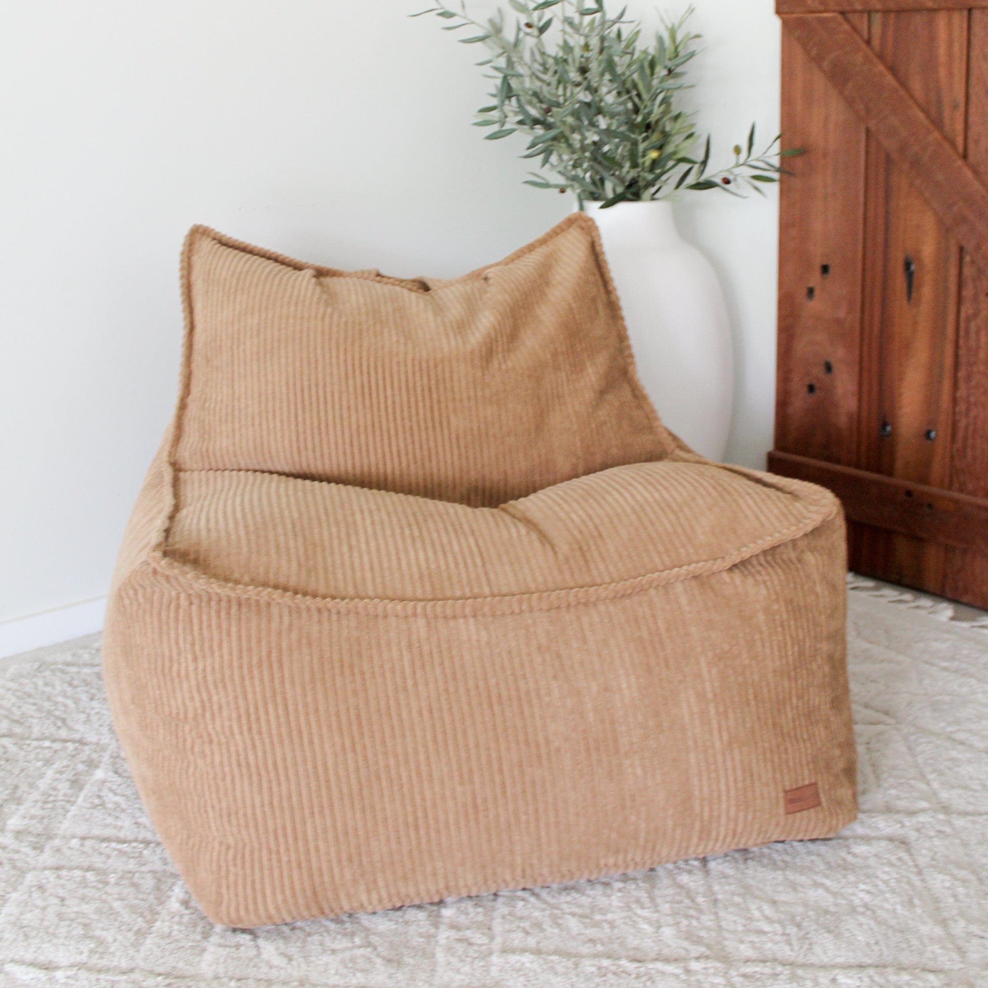 Mooi Cord Bean Bag Chair in Caramel – warm-toned corduroy seating with soft texture and modern indoor comfort