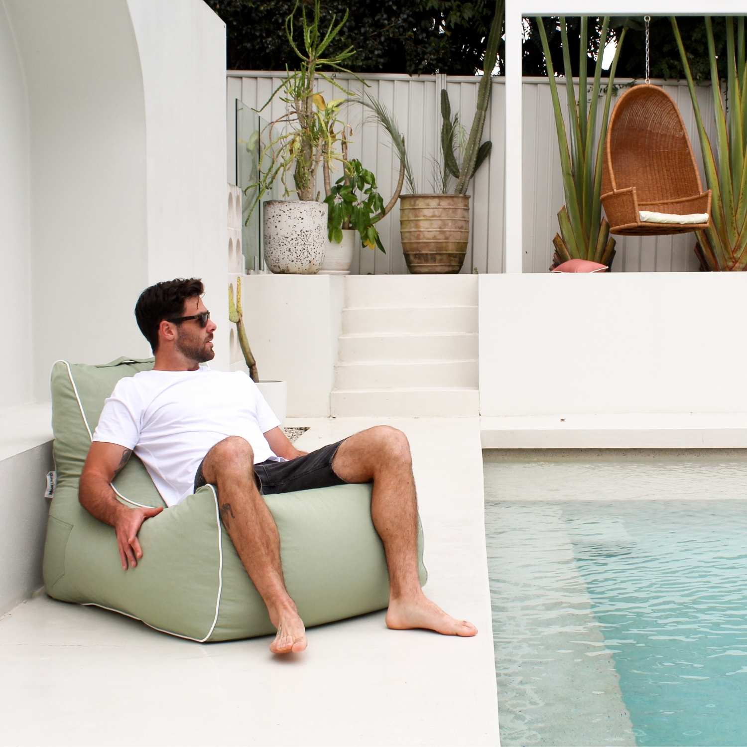 Sage Green Poolside Bora Bora Bean Bag Chair, MOBORABB-GRE