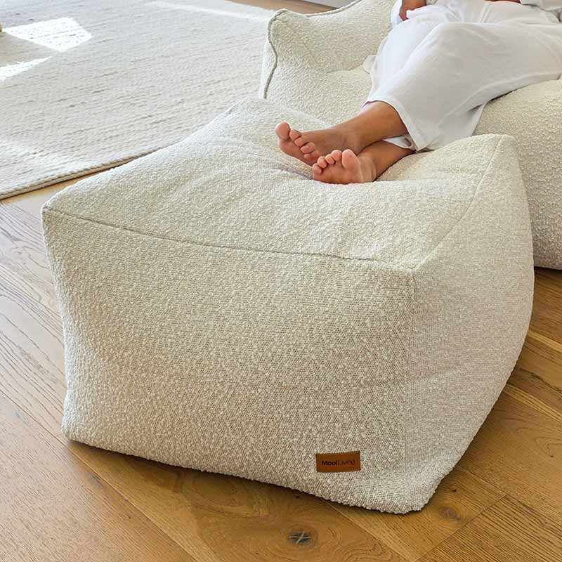 Serena Ottoman in Cream bouclé by Mooi Living.