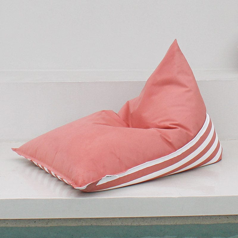 Blush Triangle Outdoor Bean Bag Chair – resort-inspired reversible design for patios and gardens