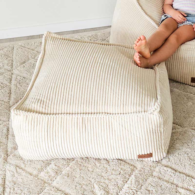 Mooi Cord Ottoman bean bag in beige – plush, neutral-toned ottoman for relaxed indoor lounging