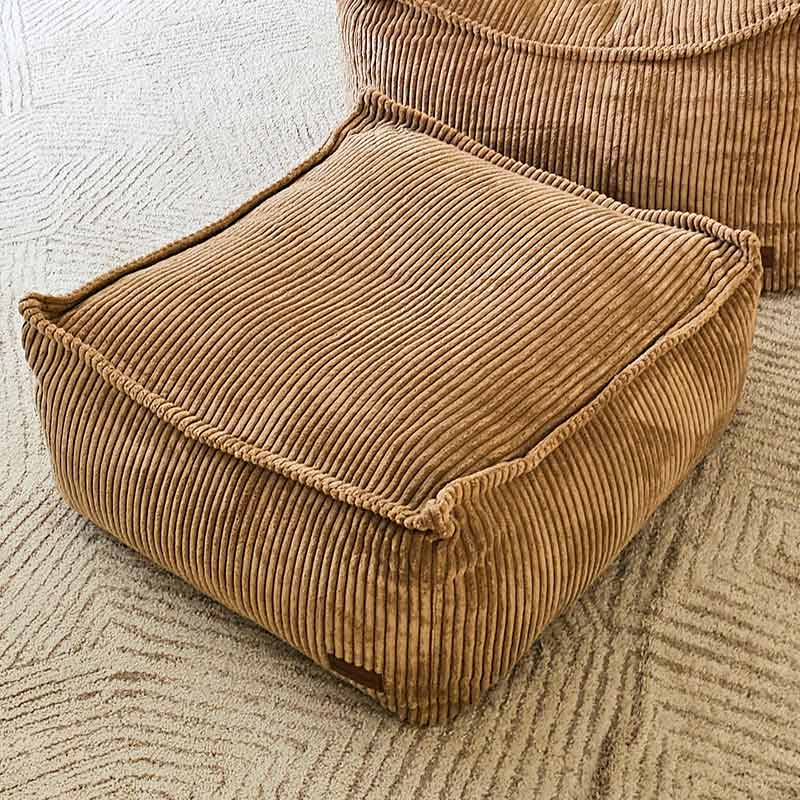 Mooi Cord Ottoman bean bag in caramel – soft, textured footrest or side seat for cozy indoor spaces