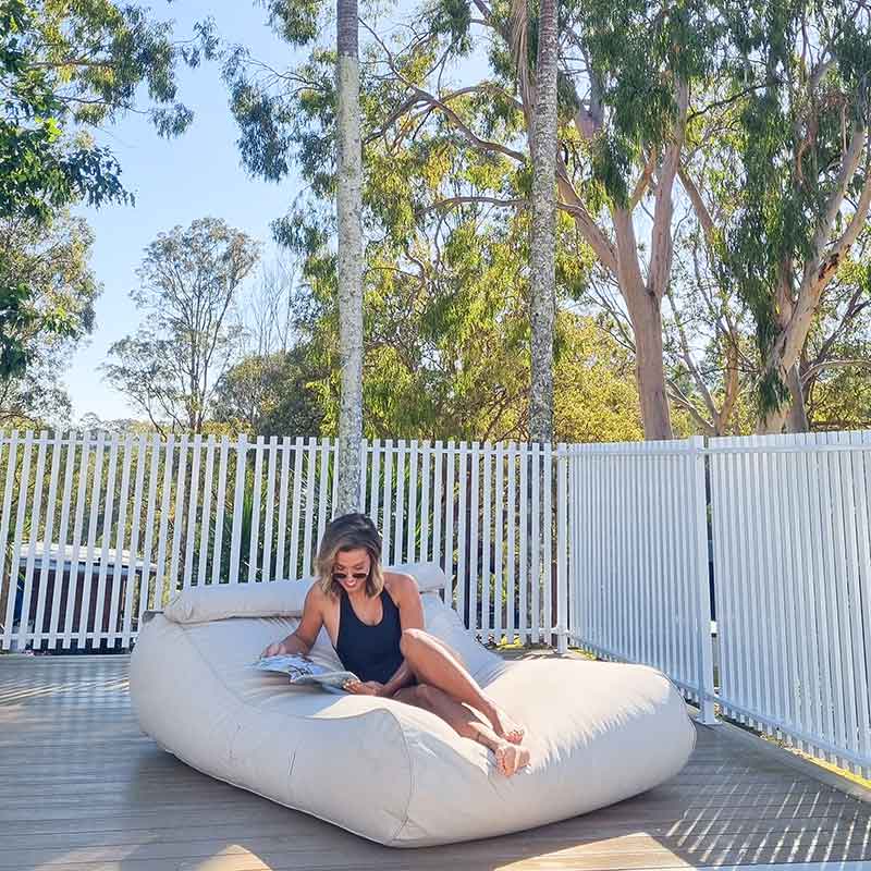 Luxury Outdoor Bean Bag – Nevaeh Sunbed Lounger Cover - Natural