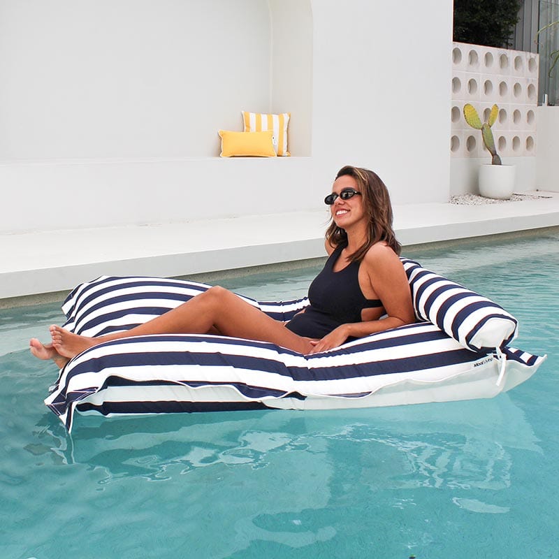 Luxury Floating Bean Bag – Navy Stripe Santorini Pool Lounger
