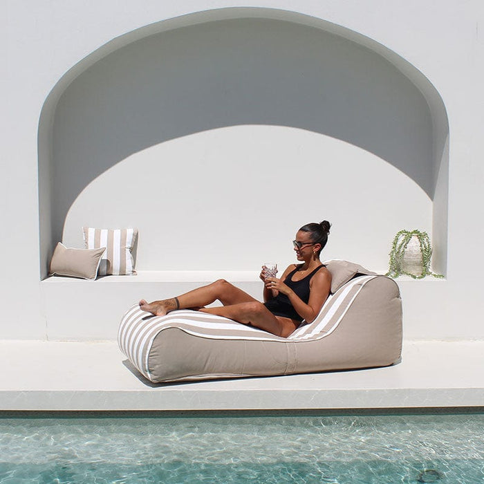The Perfect Outdoor Bean Bag Lounger outdoor Bean Bag by Mooi Living - Cojelo Suave Sunlounge in Taupe Stripe