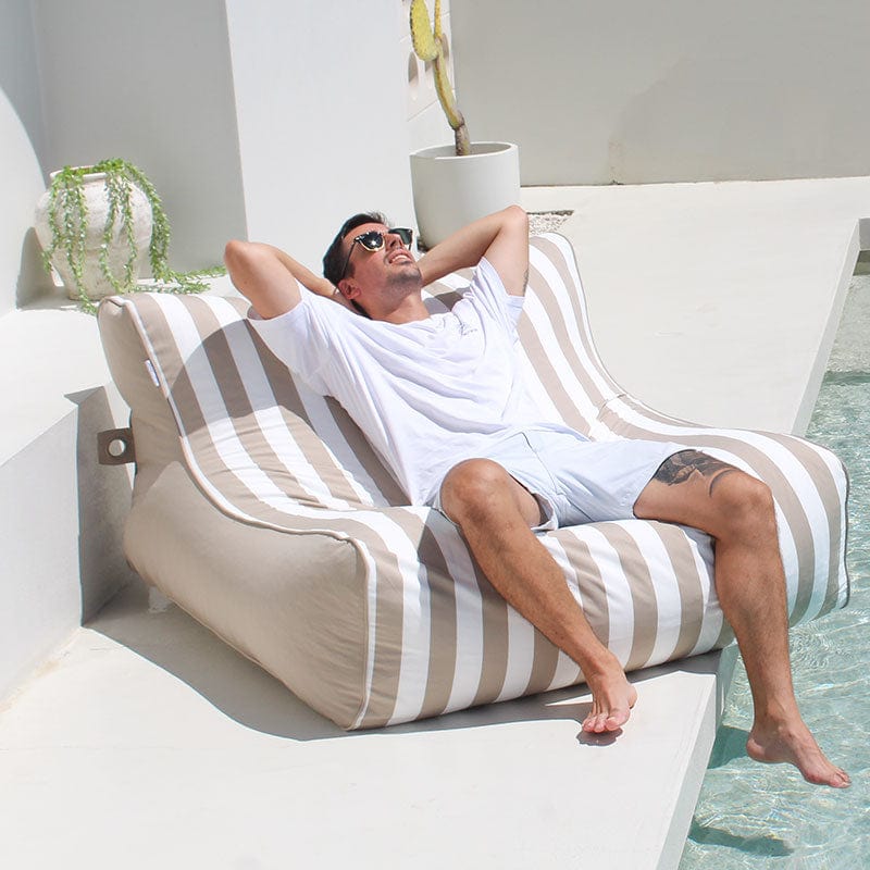Stripe Taupe & White Chill UV Double Lounger