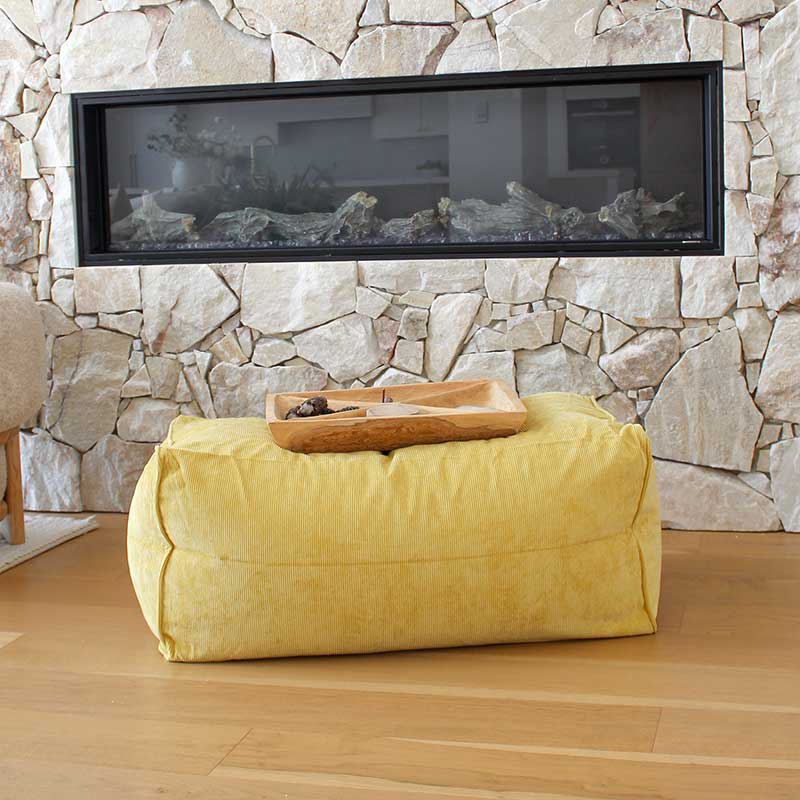 Yellow - Rectangle Corduroy Ottoman indoor bean bag – a stylish modern accent for any living space