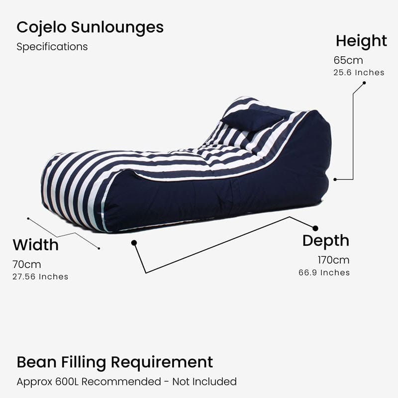 Cójelo Poolside Stripe Sunlounger – Outdoor Bean Bag Chair