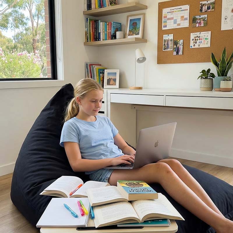 Cotton Canvas Triangle Bean Bag, indoor bean bag by Mooi Living, in Black. A spacious Indoor Triangle Bean Bag made from breathable cotton canvas for naturally soft comfort and relaxed, effortless style.