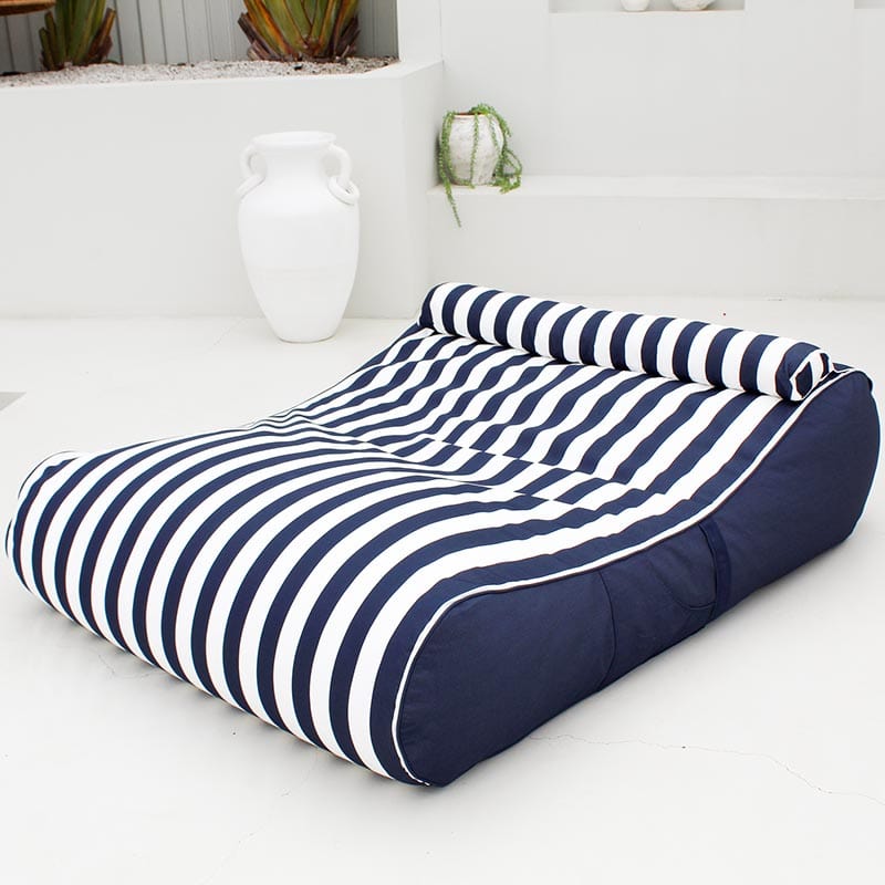 Mooi Living Nevaeh Sunbed – Double Outdoor Bean Bag Cover - Navy Stripe