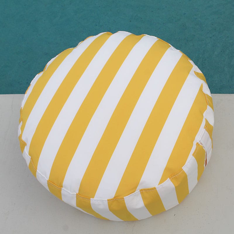 Bean Bag Ottoman – Outdoor Footrest Made with Olefin Fabric - Yellow Stripe