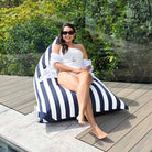 Outdoor Bean Bag – Reversible Navy and Stripe Triangle Seat