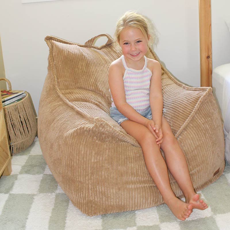 Mini Mooi Cord Bean Bag Chair – low-profile, lightweight set made for relaxed, stylish lounging