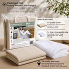 Folded Boucle Day bed bean bag cover in Taupe and inner bag in a Mooi Living packaging.