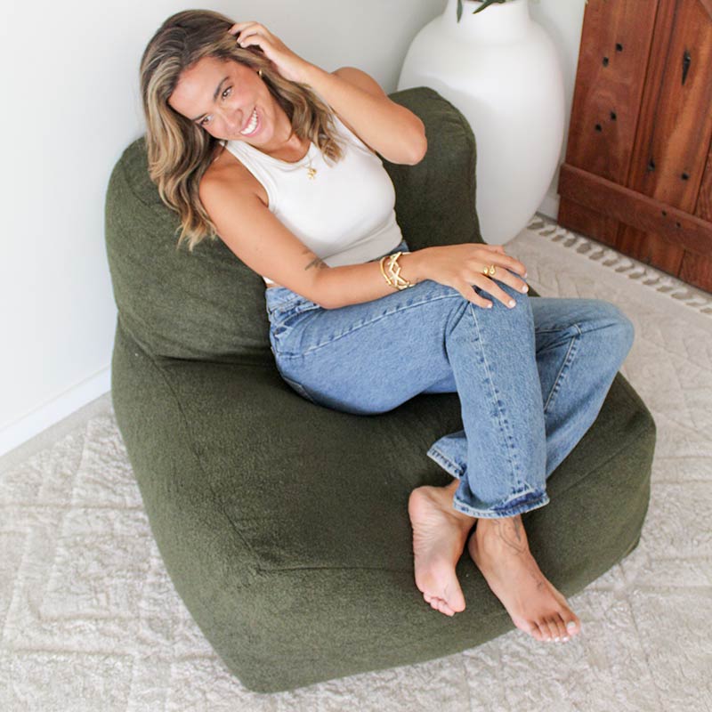 Designer Indoor Bean Bags - Olive Green Hallie Chair indoor bean bag by Mooi Living