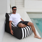 Stripe Oyster Black Bora Bora Bean Bag Chair for Outdoors by Mooi Living
