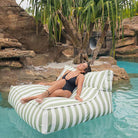 Luxury Bean Bag Float outdoor bean bag by Mooi Living- Lana Lounger Sage Green Stripe