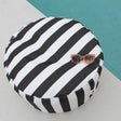 Outdoor Ottoman – Bean Bag Footrest in Durable Olefin Fabric - Oyster Black Stripe