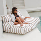 Taupe Stripe Lana Lounger Float outdoor bean bag by Mooi Living