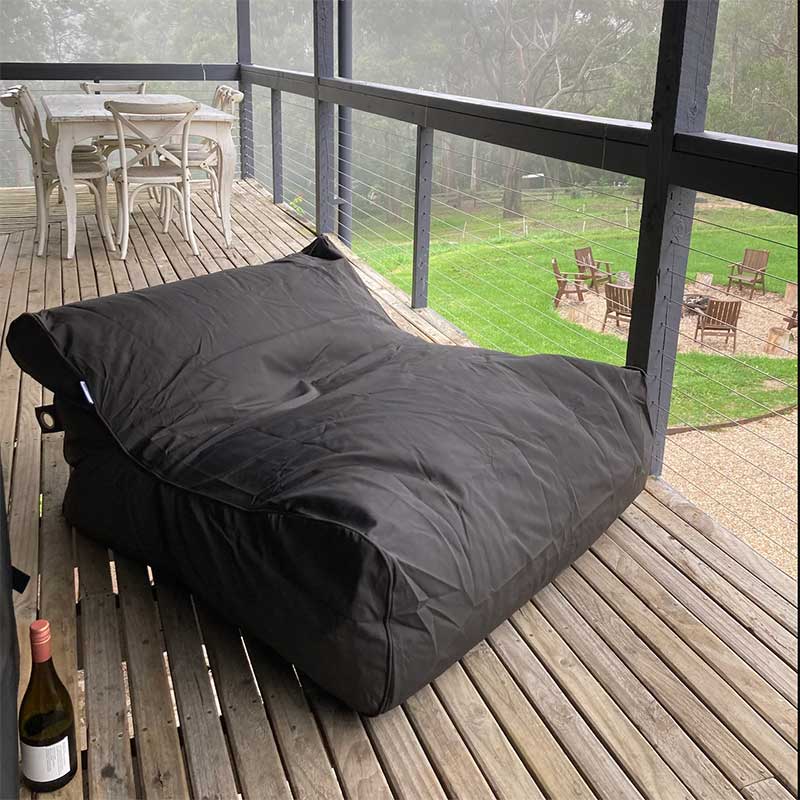 Customer Picture featuring our Chill UV Double Seater Outdoor Bean Bag by Mooi Living in Black.