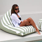 Sage Green Reversible Triangle Bean Bag Chair – stylish outdoor seat with UV-resistant fabric and flexible use
