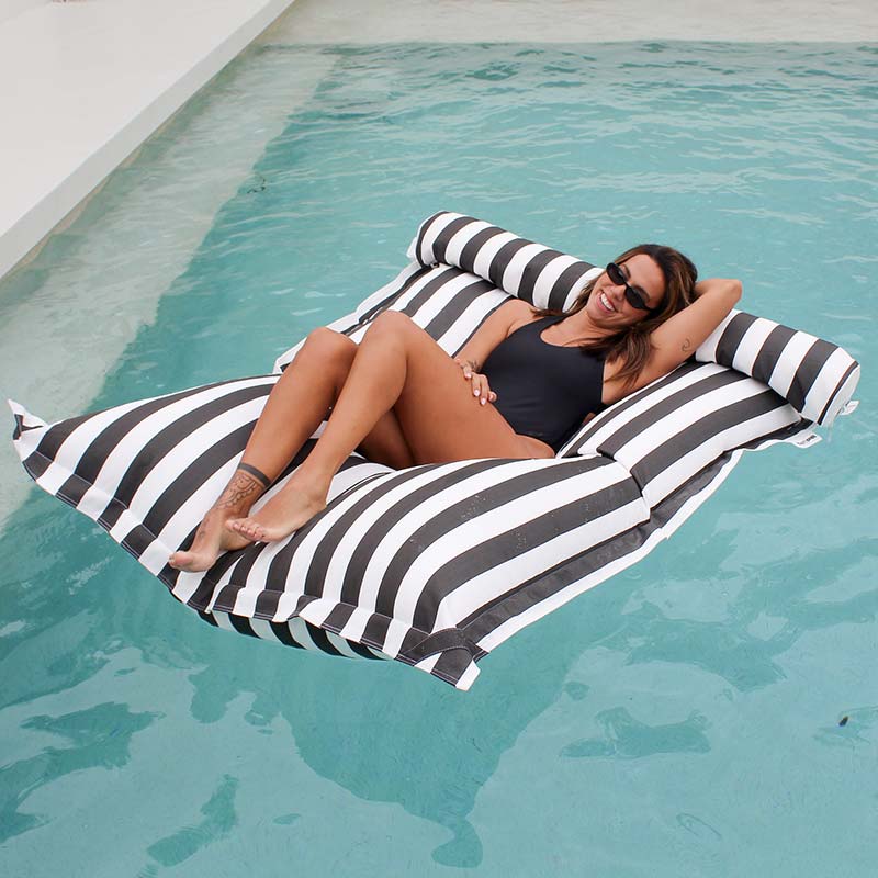 In-Pool Bean Bags – Oyster Black Stripe Santorini Float for Poolside Relaxing