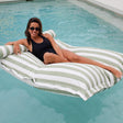 Sage Green Stripe Santorini Bean Bag Pool Float by Mooi Living