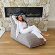 Lounge-worthy boucle bean bag in designer setting - Taupe