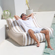 Stripe Taupe & White Chill UV Double Lounger